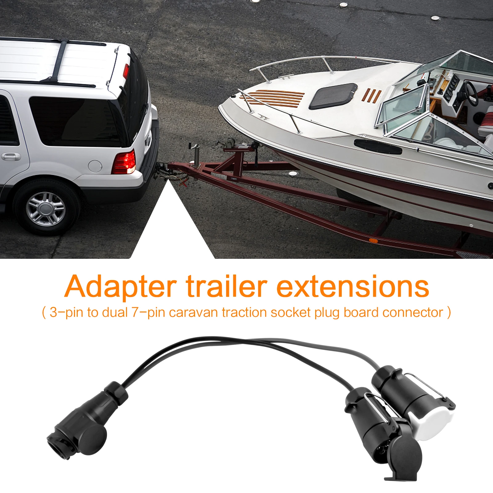 13 Pin to Double 7 Pin Adaptor Trailer Extension Lead Caravan Towing Socket Plug Board Connectors Car Accessories krell hi end uk power cord cable uk mains 3 pin plug mk uk plug mains power cable lead hifi power extension cord