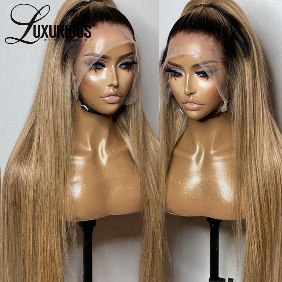 13x6 Honey Blonde Lace Front Wigs For Women Human Hair 13x4 Brown Straight Ombre Brown Wig Glueless Colored Brazilian Remy Hair
