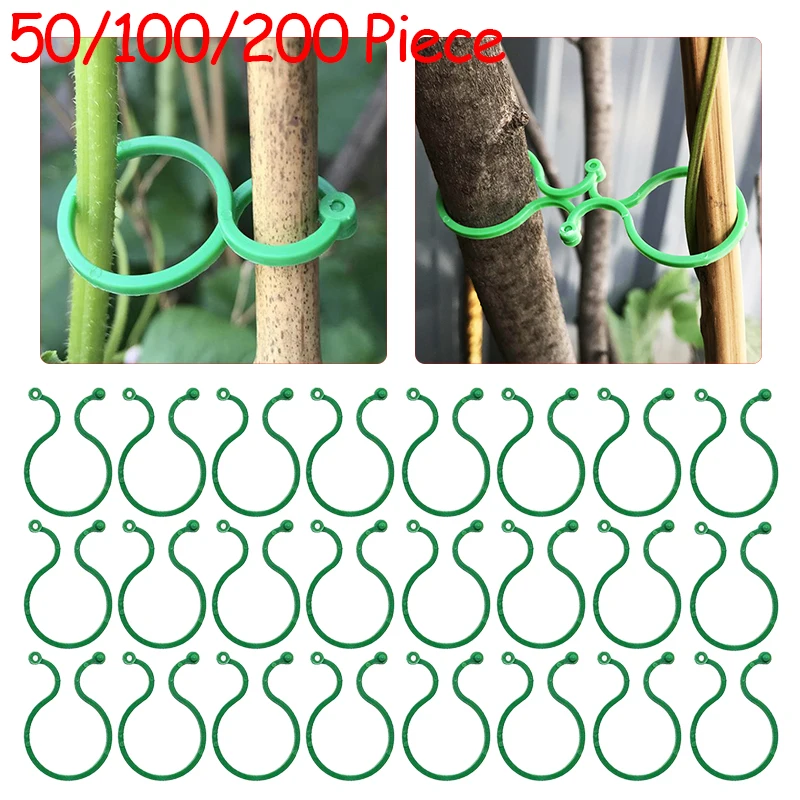 

50/100/200Pcs Plastic Garden Vine Strapping Clips Tie Plant Bundled Buckle Ring Holder Garden Tomato Plants Stand Support Tool