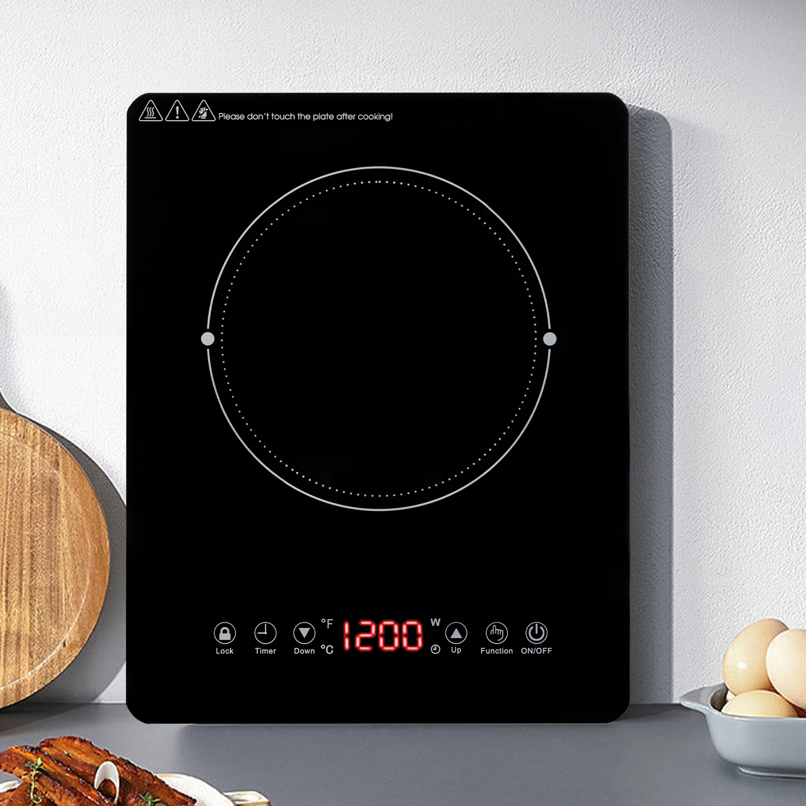1800W Black Portable Induction Cooktop,Single Electric Cooktops Countertop Stove With 9 Temperature & Power Levels for Kitchens
