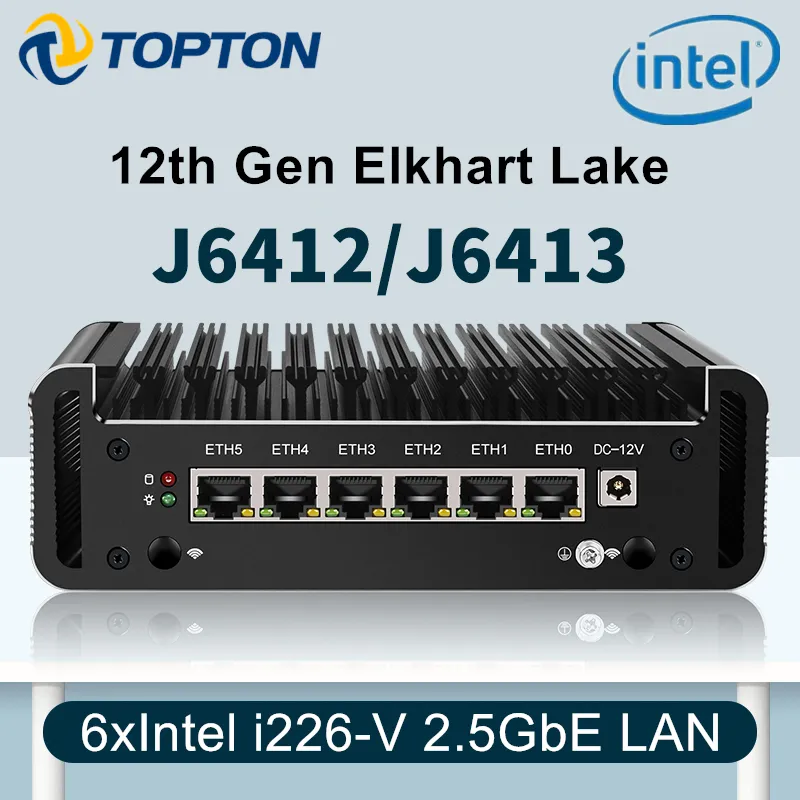 12th Gen Firewall Router Elkhart Lake Celeron J6413 J6412 6x Intel I226-v  2500mbps Nics Fanless Mini Router Pc Opnsense Proxmox - Barebone & Mini Pc  - AliExpress