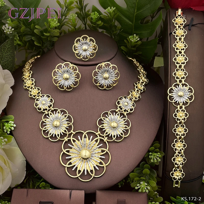 Jewelry Sets For Women Gold Silver Two Colors Necklace Sets Dubai