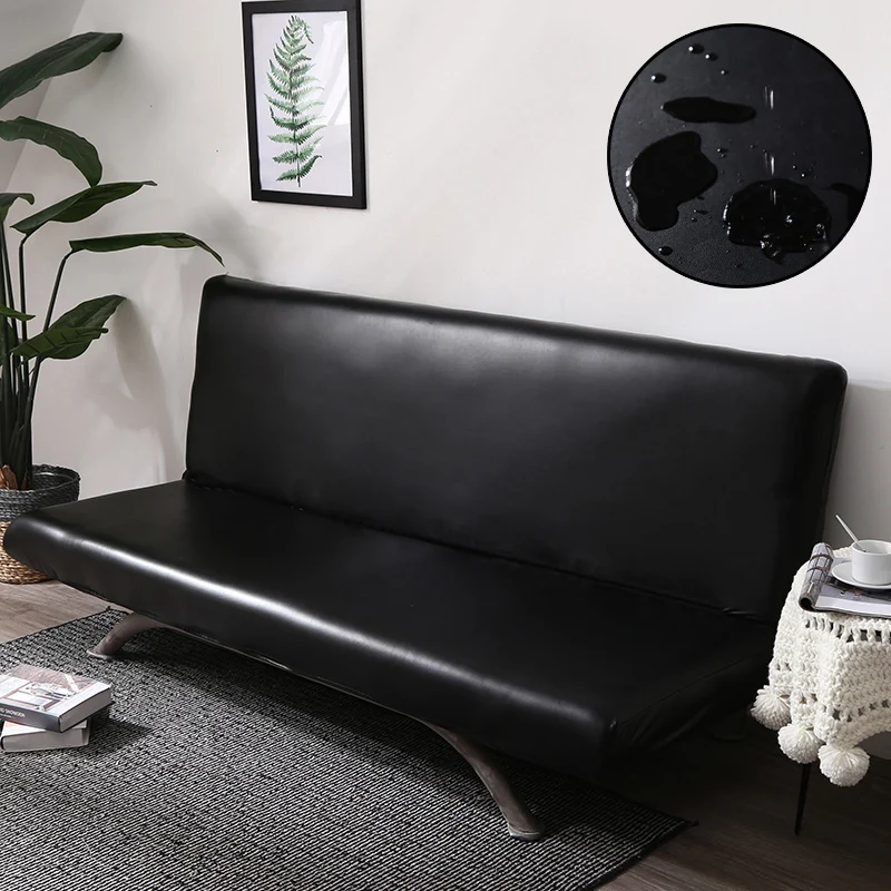 Pu Leather Sofa Bed Cover Without Armrest Slipcover Elastic Anti-dirty Folding All-inclusive Couch Cover Pet Furniture Protector 3