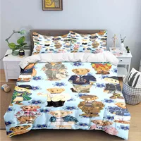 Offre spéciale mode ours ensemble de literie simple jumeau complet King Size mignon animaux linge de lit adultes adolescents chambre cadeau de luxe 4