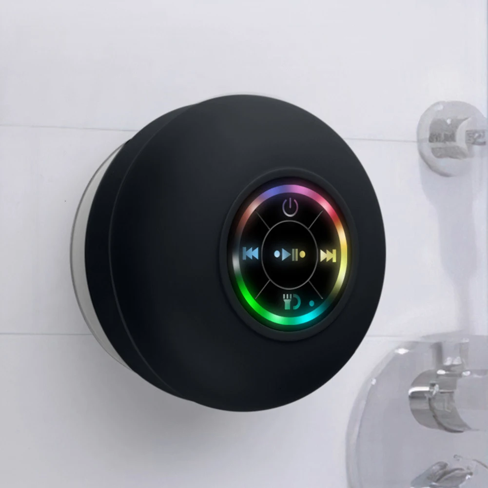 

Portable Suction Cup Waterproof-Compatible Shower Speaker LED Light Surround Stereo Subwoofer Wireless 5.0 Speaker