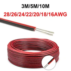 12V Red and Black Hookup Wire - 2 Pin Automotive Flat Cable for LED Extensions and More