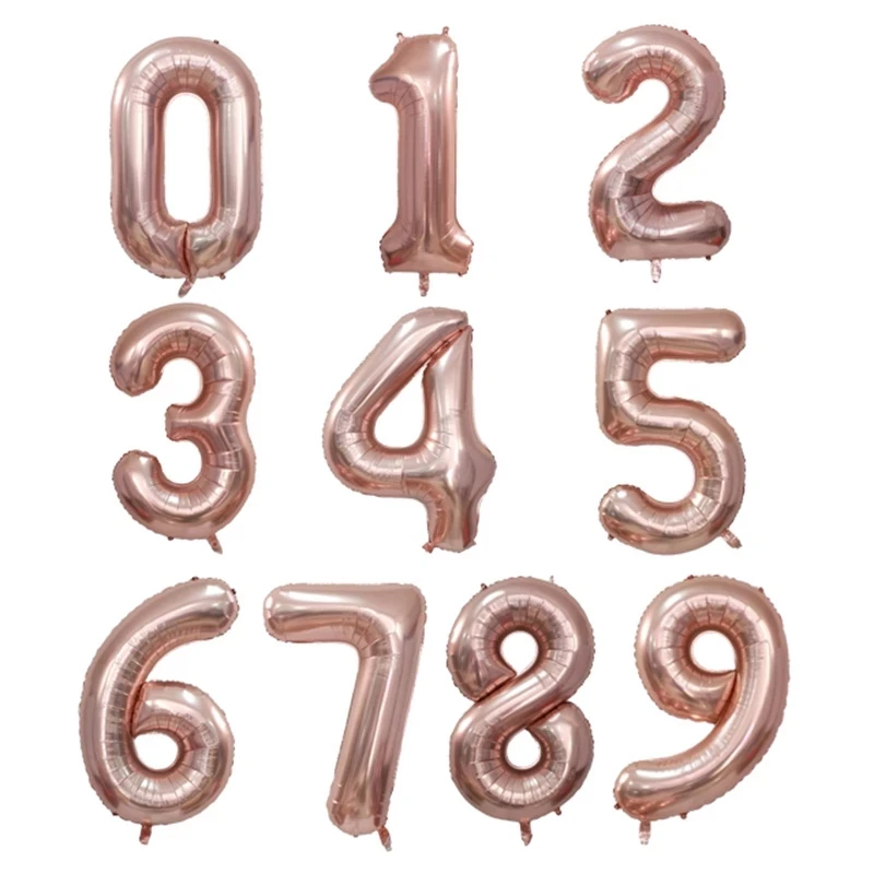 thumbnail image 1 of Globos de helio de aluminio grandes de 40 pulgadas con números del 0 al 9, decoraciones para fiestas de bodas, baby showers, figuras grandes, suministros para globos de aire, 1 of 5