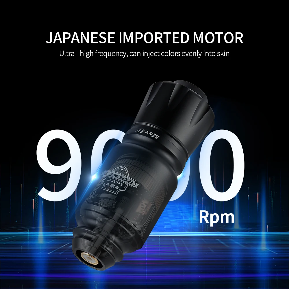 9000RPM Mini Rocket Tattoo Pen RCA Connector Short Rotary Tattoo Pen Cartridge Machine Professional Body Tattoo Permanent Makeup