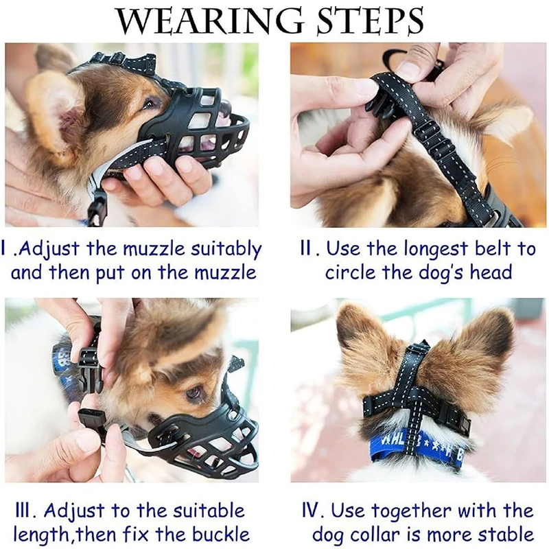 Dog Mouth Cover, Adjustable Pet Muzzle (with Reflective) for Large Dogs, Medium Dogs, Small Prevents Tearing and Biting