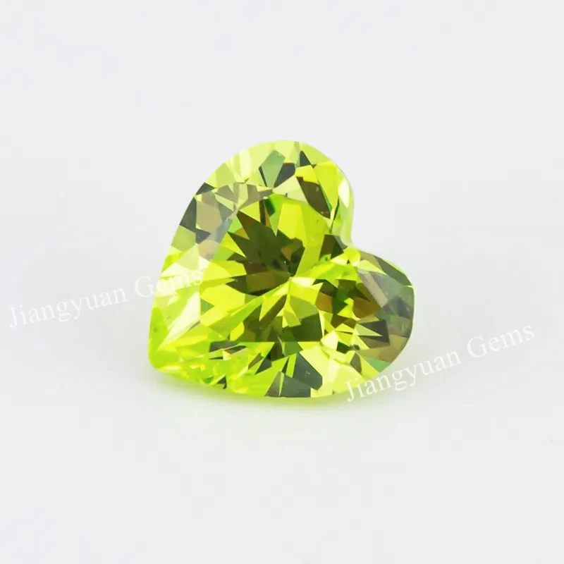Größe 3x3mm~10x10mm Herzschliff Lose CZ Stein AAAAA Apfelgrüner Zirkonia Synthetische Edelsteine für Schmuck – Detail 4