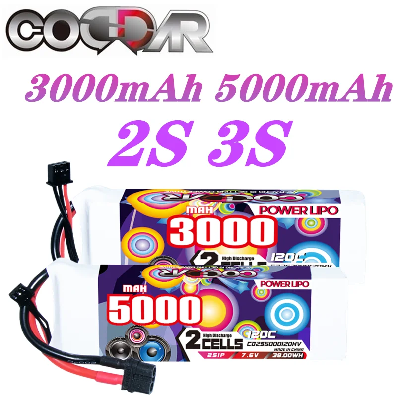 

Литий-полимерный аккумулятор CODDAR 3000 мАч 5000 мАч 120C для выравнивания вертолета с приводом и фиксированным крылом, многоосная модель 2S 3S, аккумуляторная батарея 1 шт.