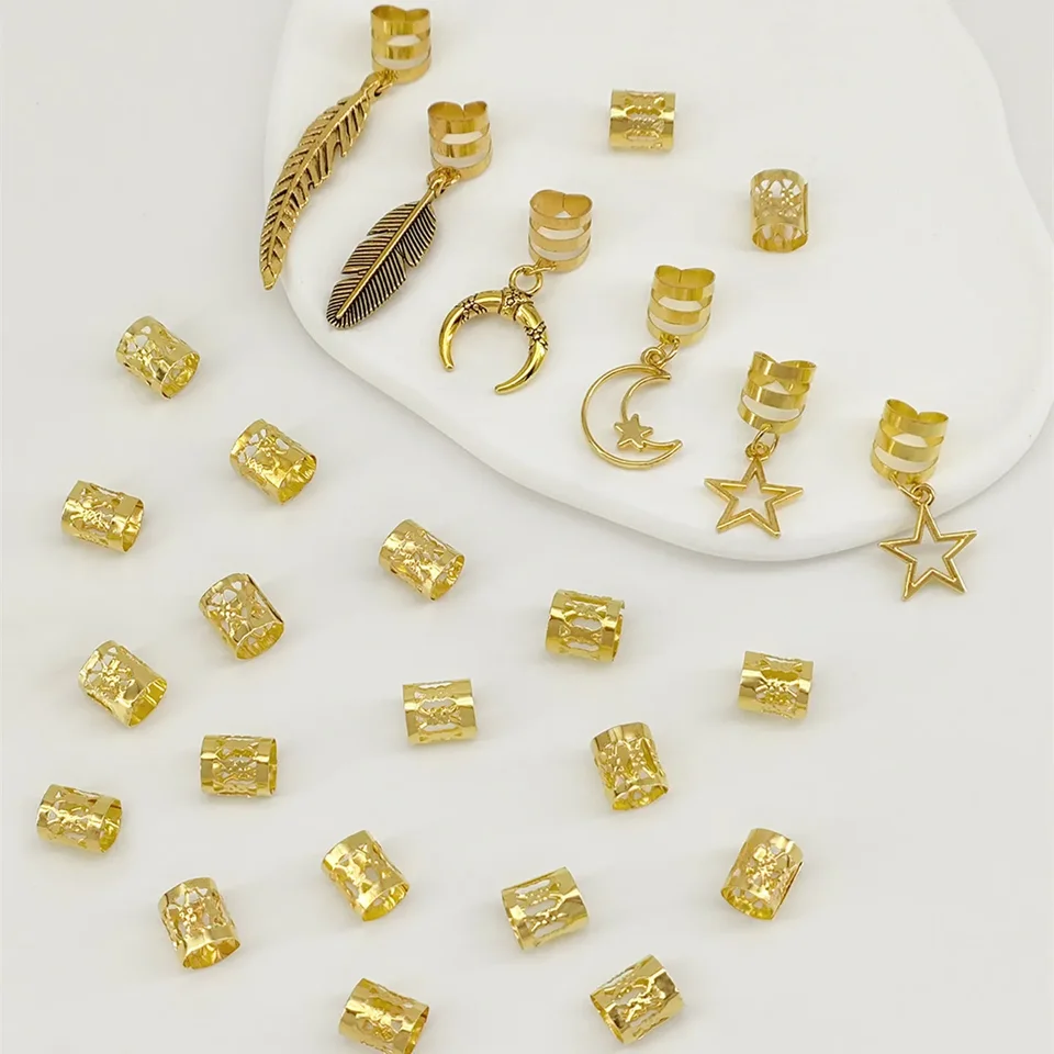 80 Pezzi Accessori Per Capelli Dreadlock Oro - Polsini Intreccio Regolabili Per Uomo E Donna, Gioielli Trecce