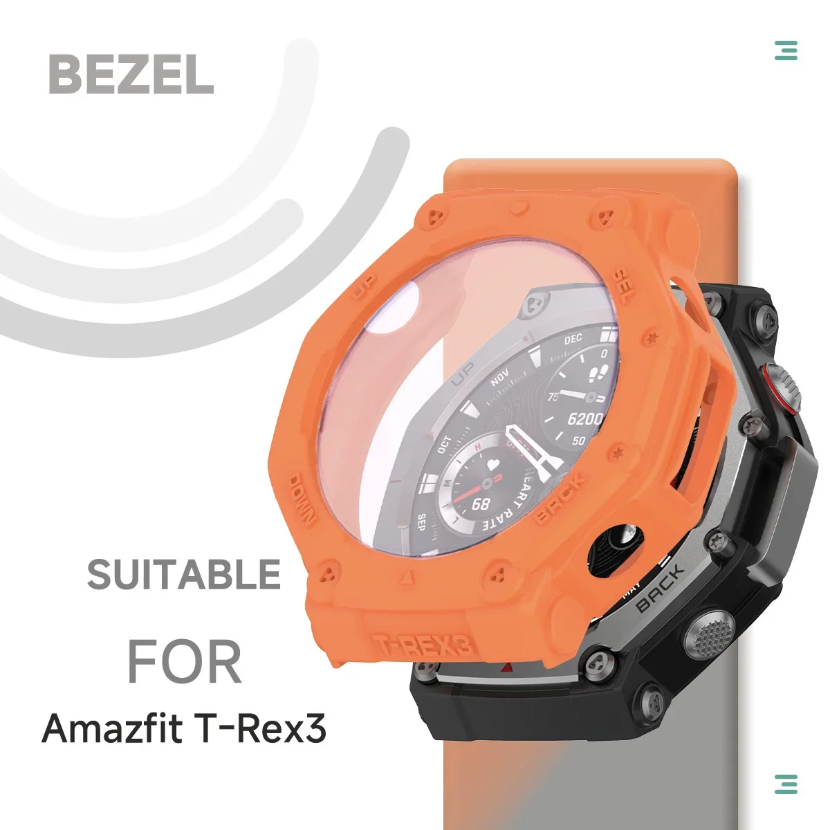 Amazfit T-Rex 3 용 유리 + 케이스 스크래치 방지 화면 보호기 강화 유리 필름 + 범퍼 실리콘 보호 커버 액세서리