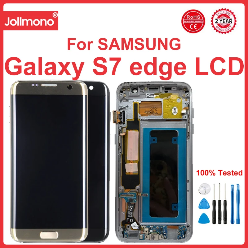 Schermo Super Amoled S7 Edge, Per Samsung Galaxy S7 Edge G935 G935F G9350 Display Lcd Touch Screen Digitale Con Cornice