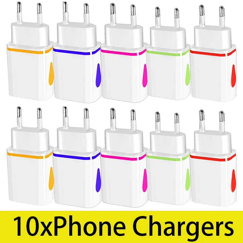

10 шт., портативное настенное зарядное устройство для телефонов с 2 Usb-портами