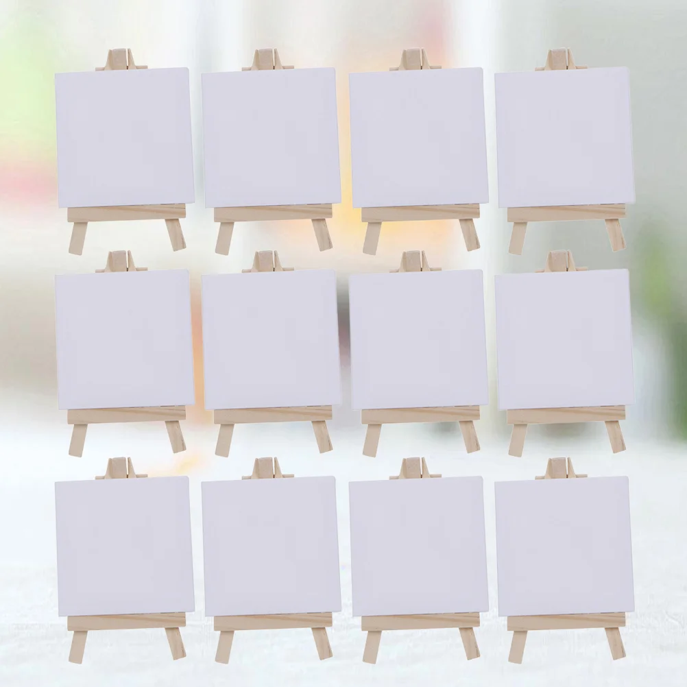 6 Sets Table Top Easels For Painting of Mini Stretched Artist Canvas Board  White Blank Boards