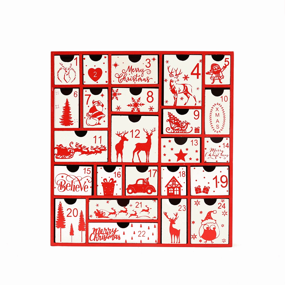 Christmas Wooden Advent Calendar With 24 Drawers Countdown To Home Christmas Decoration Calendar Ornament Xmas Gift for Kids