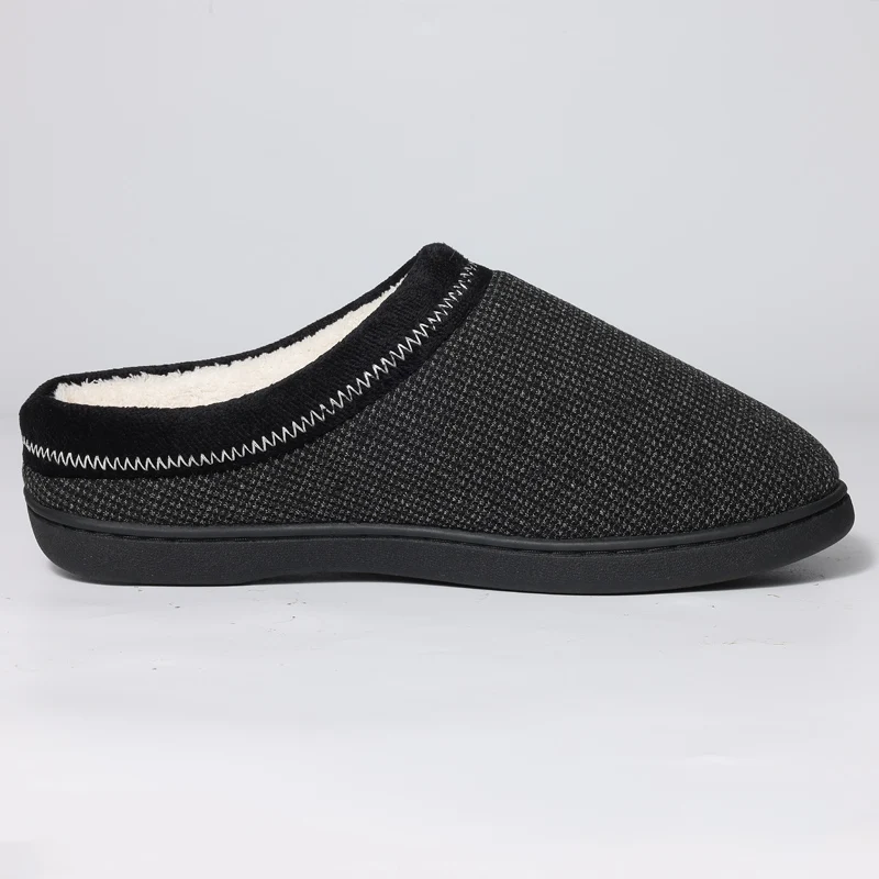 Shevalues Men's Winter Fluffy Slippers Indoor Memory Foam Durable Rubber Sole Flat Cotton Shoes New Warm Plush Men House Slipper