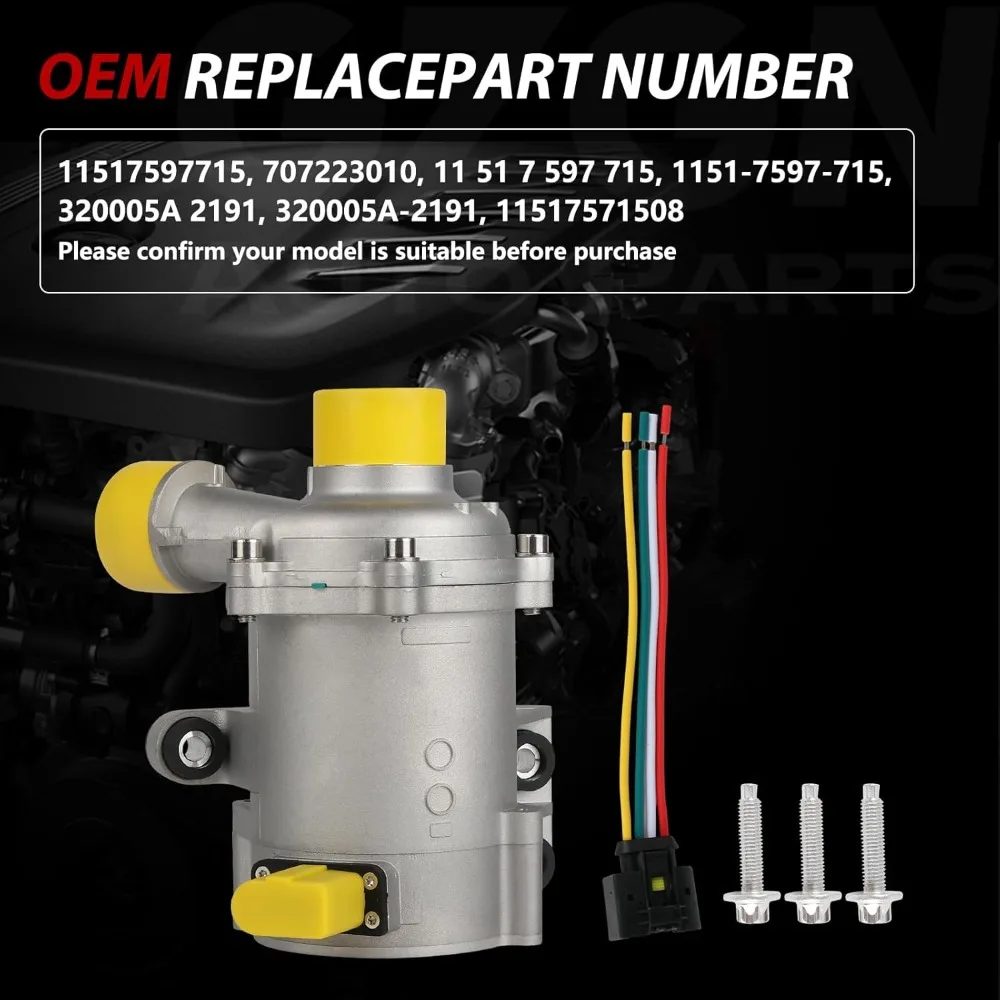 Electric Engine Water Pump with Thermostat for BMW 320i 328i X1 2012-2018 2.0L N20B20 Engine Replacement Part