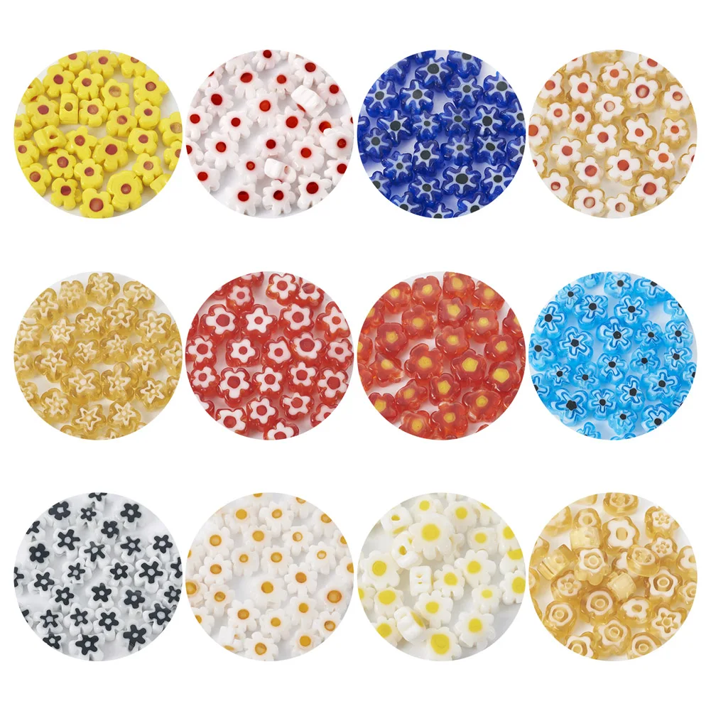 360Pcs Handmade Flower Millefiori Lampwork Glass Bead Strands Loose Beads for DIY Bracelet Necklace Jewelry Making Accessories