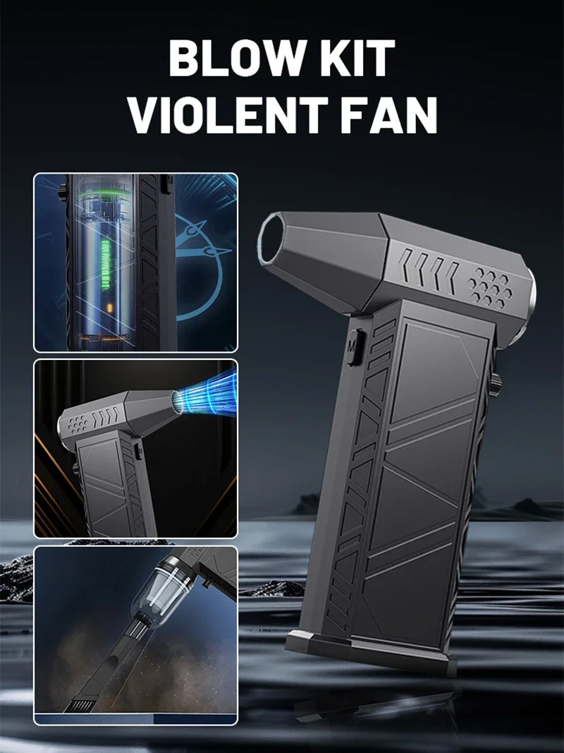 Description Picture 2 of itemNew 350000RPM Violent Fan Powerful Air Blower Vacuum Dust Cleaner Charging Strong Winds 58m/s Brushless Turbo Jet Blower Dry