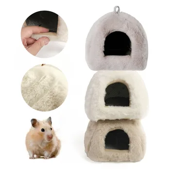 Hamster Nest Pet Winter Plush Hiding House Golden Bear Hamster Rabbit Pet House Sleeping Nest Small Pet Cotton Nest Pet Bed
