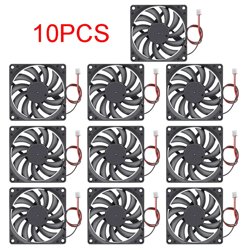 Ventilador de Refrigeração 80 mm x 80 mm x 10 mm 8010 Manga Que Carrega dc Ventilador de Refrigeração sem Escova para o Ventilador de Refrigeração do Copo do Computador 10 Peças 5v 12v 24v