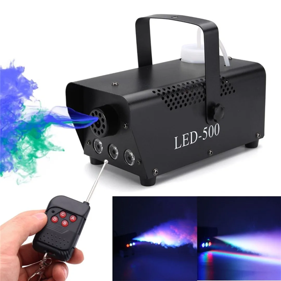 RGB 500W Fast Shipping Disco Colorful Smoke Machine Mini LED Remote Fogger Ejector DJ Christmas Party Stage Light Fog Machine