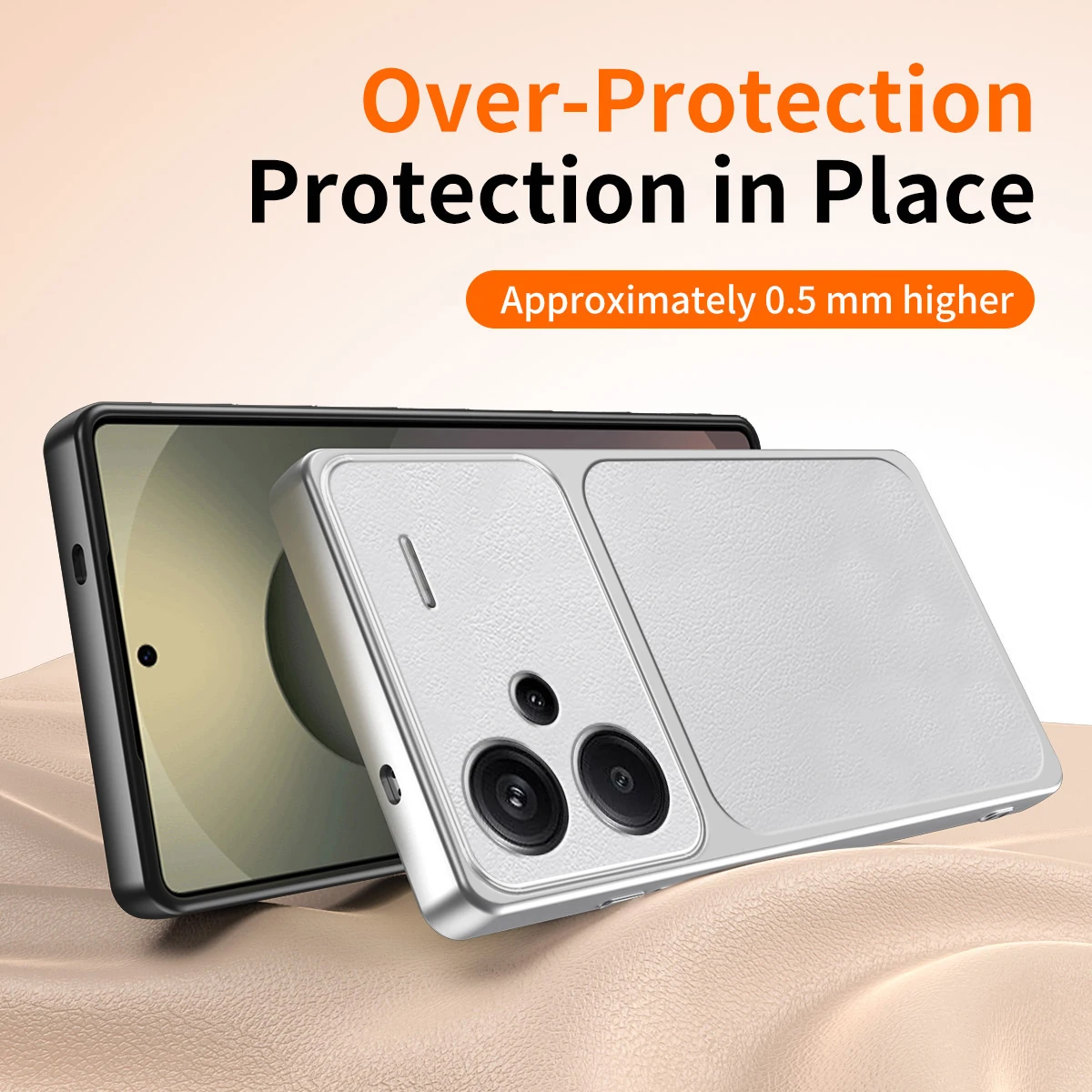 Luxury Soft Leather Phone Case with Lamb Skin Texture - Plated Silicone Back Cover