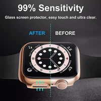 360 couverture complète pour Apple Watch 45mm 41mm 44mm 40mm 42mm 38mm, boîtier de placage protecteur d'écran en verre pour iwatch 9 8 7 6 5 4 3 2 SE 6