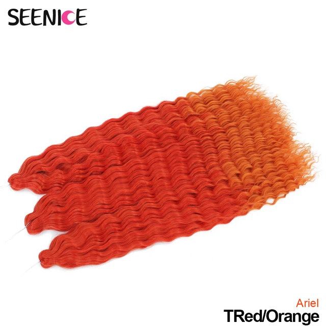 Ariel Curl Deep Wave Twist Crochet Hair Natural Synthetic Afro Curls Crochet Braids Ombre Braiding Hair Extensions For Women TRed-Orange