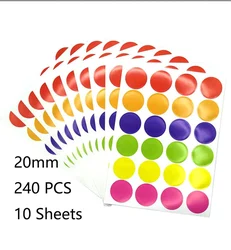 Vibrant Multisize Colored Dot Stickers for Decoration and Crafts (20mm)