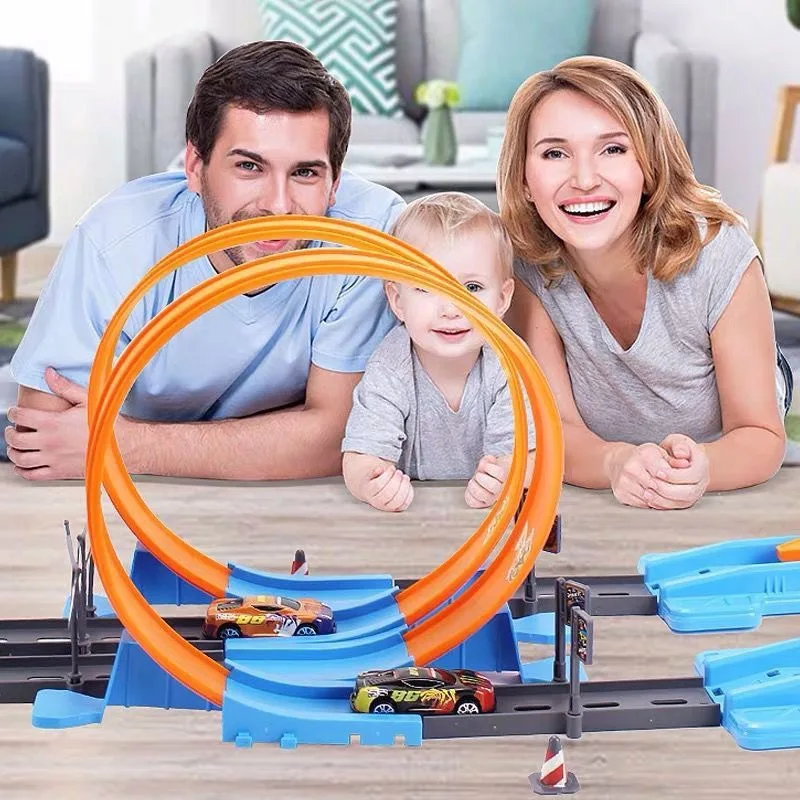 

Stunt Speed Double Car Wheels Model Racing Track Diy Assembled Rail Kits Catapult Rail Car Racing Boy Toys for Children Gift