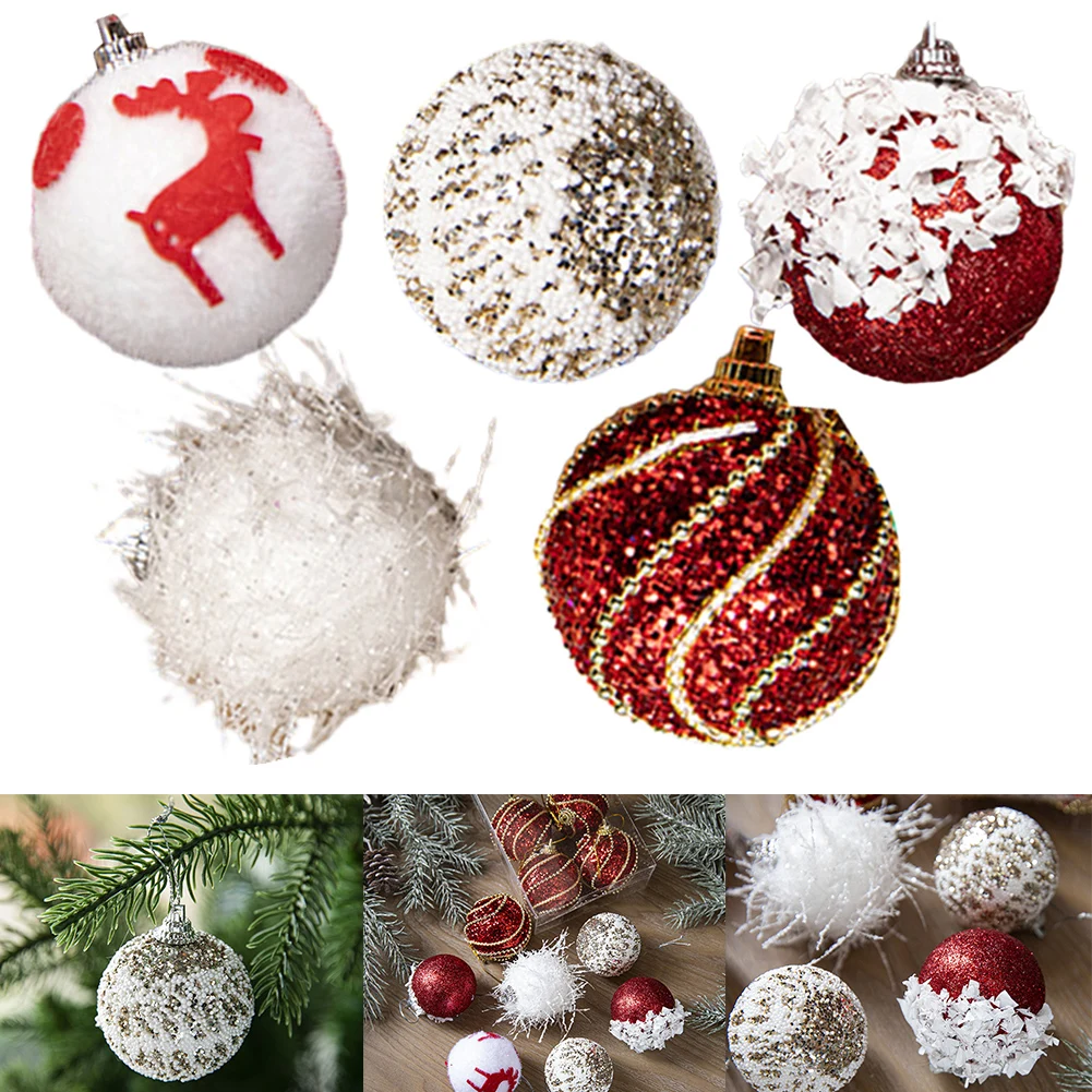 

6pcs Christmas Tree Baubles Balls Xmas Bubbles Ball Colored Hand-Painted Christmas Pendant Balls Home Party Wedding Tree Decor
