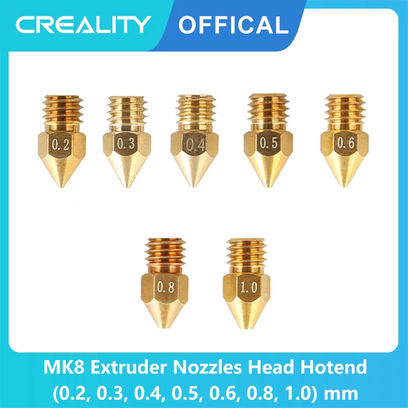 

Оригинальные сопла для 3D принтера Creality MK8, сопла экструдера (0,2, 0,3, 0,4, 0,5, 0,6, 0,8, 1,0) мм для фотографий/5/детской серии CR