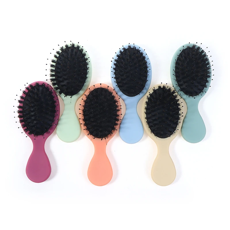 1PC Oval Boar Bristle & Nylon Hair Comb Mini Anti-static Hair Scalp Massage Comb Hairbrush Salon Care Brush Styling Tool