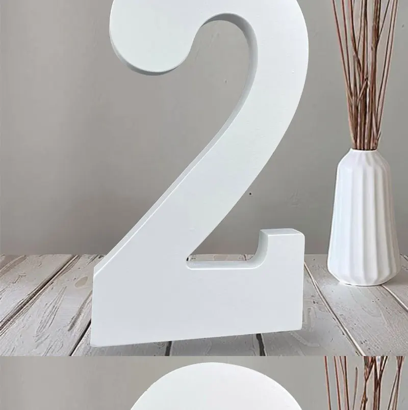 10CM Holz Zahlen 0-9 Holz Verdicken DIY Digit Datum Kunst Handwerk Freistehende Weiße Hochzeit Geburtstag Party Requisiten wohnkultur – Detail 8
