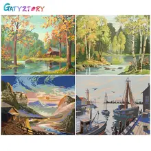 

GATYZTORY 60x75CM Frame Painting By Numbers Landscape DIY Crafts Number Painting For Home Decor ON Canvas Painting Frame
