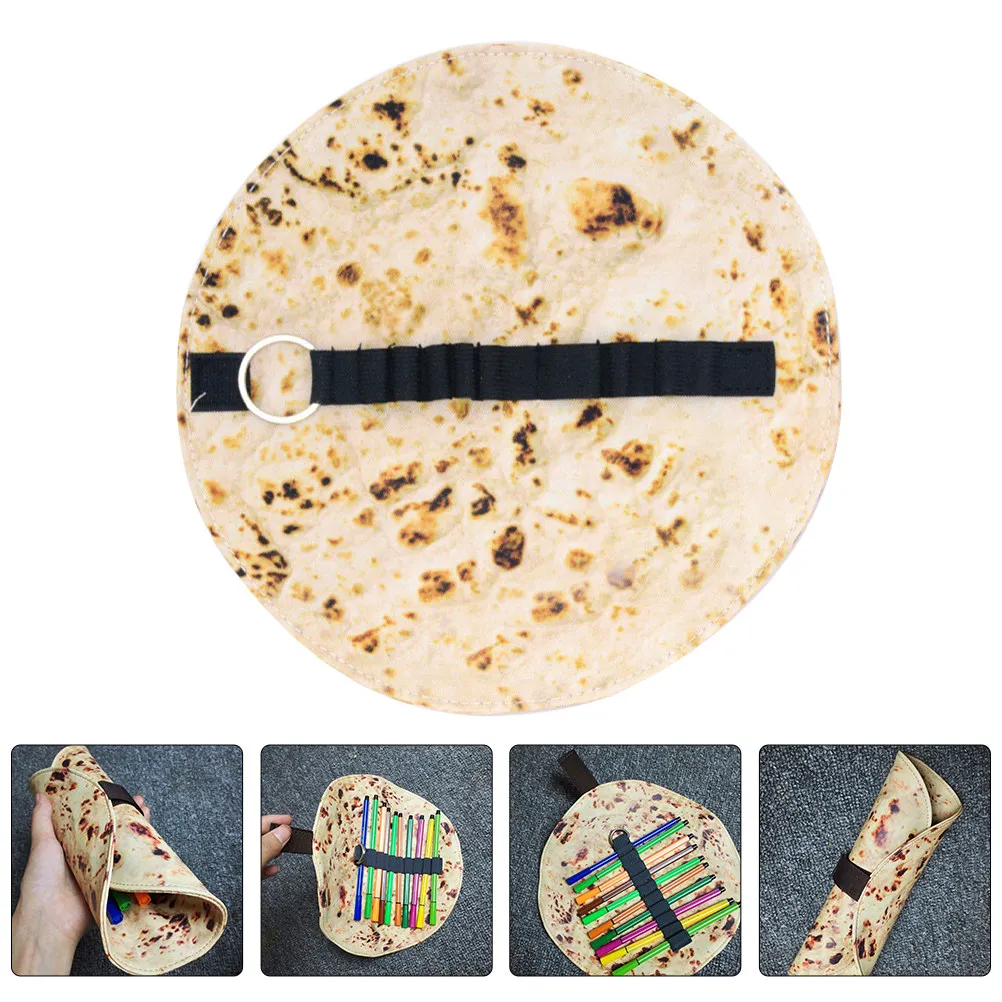 2Pcs 토르티야 패턴 연필 롤 캔버스 펜 케이스 드로잉 스케치용 연필 홀더 파우치 컬러 연필 잉크 펜 대량