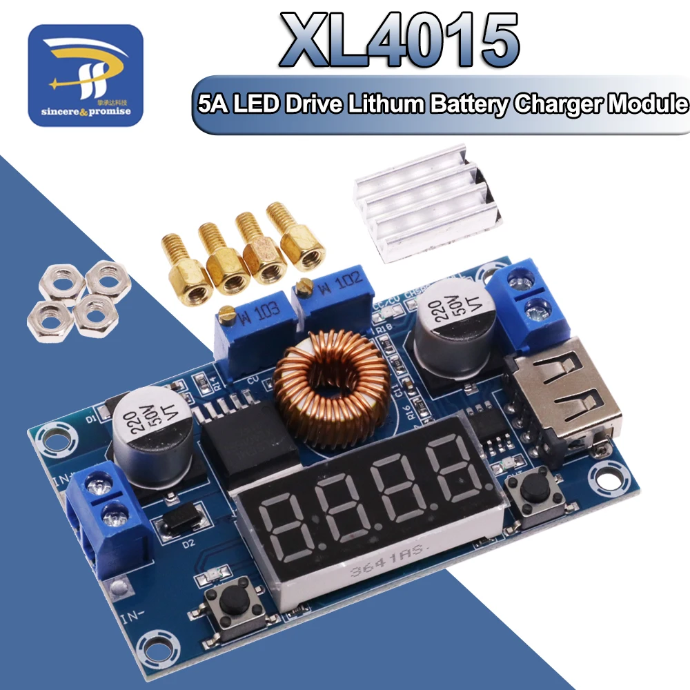 Dc-Dc Xl4015 5A Digital Led Drive Modulo Caricabatterie Al Litio Cc/Cv Usb Step Down Buck Converter Con Voltmetro Amperometro