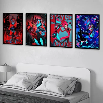 Dipinto a Olio su Tela con Numeri, Tema Anime H-Hazbin H-Hotel Alastor, Decorazione per Soggiorno e Camera da Letto, Regalo Fatto a Mano Senza Cornice