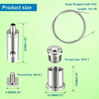 ชุดอุปกรณ์แขวนสายไฟ 2/4/8 ชุด, ชุดอุปกรณ์แขวนไฟตู้ปลา, สายสลิงปรับระดับได้สำหรับไฟแบบเส้น, โคมไฟแขวน, โคมไฟห้อย 2