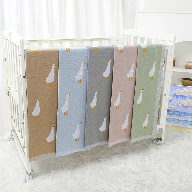Baby Blanket Cotton Newborn Knit Infant Girl Boy Bedding Quilt 100*80CM Super Soft Toddler Stroller Swaddling Cute Cartoon Goose