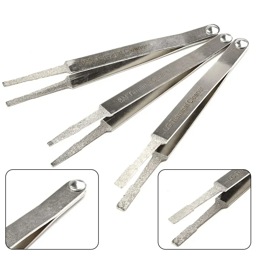 Car Repair Tool Hardware Hand Tools 3pcs/Set Electric Terminal Cleaner Kit Spade Pin Connector Car Tweezer Cleaning Tool With Highly-durable & Abrasive Coatings