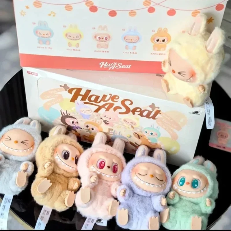 POP MART Macaron 2nd Generation Labubu Sitting Party Vinyl Plush Blind Box Gift Decorative ornaments