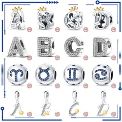 Charms Jewelry For Women English Letters A-Z Beads Fit Pandora 925 Original Bracelet Necklace 925 Silver Multiple Shapes Letter