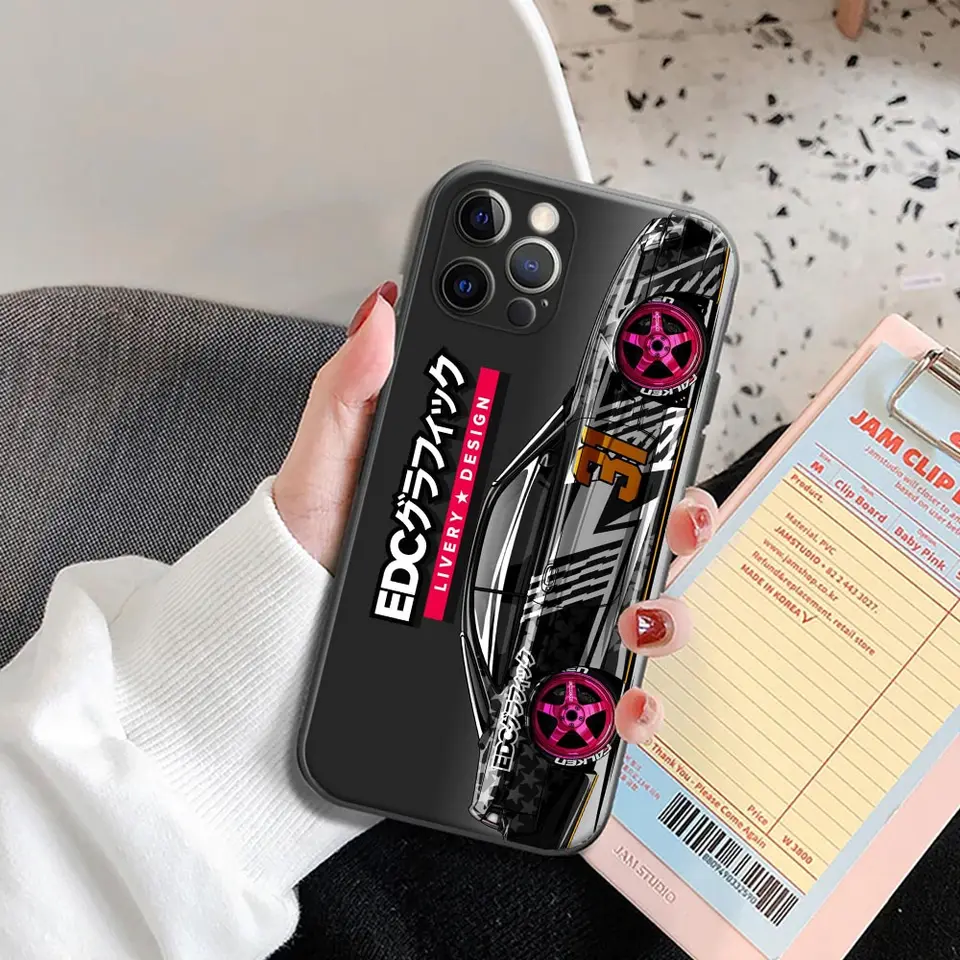 Tokyo JDM Drift Sports Car Phone Case for iPhone 14 15 Plus 11 12