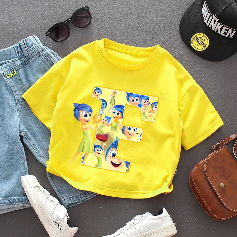 thumbnail image 1 of Camiseta con letras "Inside Out" para niños, playera con combinación de nombre, ropa informal Kawaii para niños, Tops Harajuku para niñas, regalo, 1 of 5