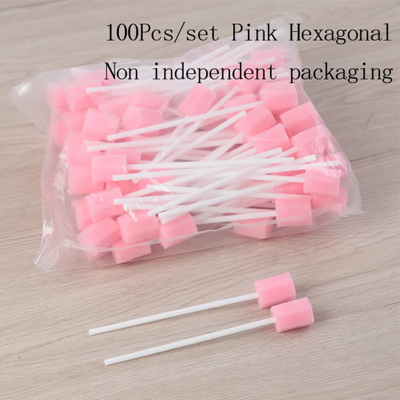 100pcs Mouth Cleaning Sponge Disposable Swab Tooth Cleaning Mouth Swabs With Stick Sponge Head Cleaning Swab For Oral Medical