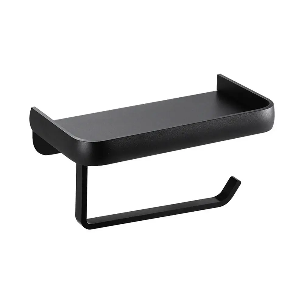 

Space Aluminum Toilet Paper Holder with Shelf Wall Mounted Black Tissue Roll Holder Toilet Paper Dispenser Bathroom